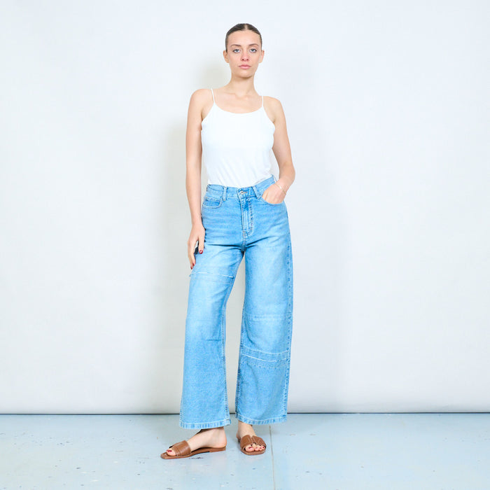Vintage wash denim jeans with cut-out details wholesale