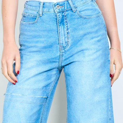 Vintage wash denim jeans with cut-out details wholesale