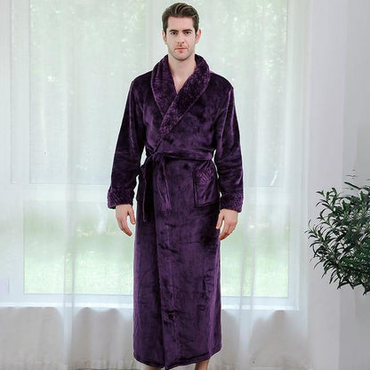 Women Men Winter Plus Size Flannel Robe Extra Long Hooded - foxberryparkproducts