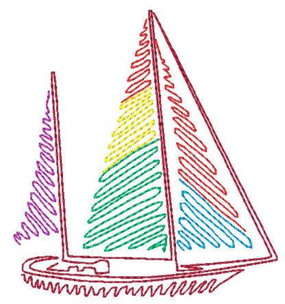 zig zag Sailboats [Mixed hoops 4x4 & 5x7] 11549 Machine Embroidery Designs